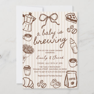 Met de Hand Getekend Een Baby Brouwt Koffie Baby S Kaart