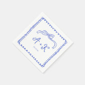 Met de Hand Getekend Frans Blauw Trouw Monogram Servet (Hoek)