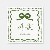 Met de hand getekend Frans groen trouwmonogram Servet (Voorkant)