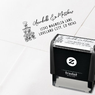 Met de Hand Getekend Huwelijks Retouradres Zelfinktende Stempel