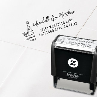 Met de Hand Getekend Huwelijks Retouradres Zelfinktende Stempel