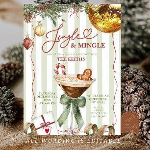 Met de hand getekend Jingle and Mingle Kerstfeest Kaart