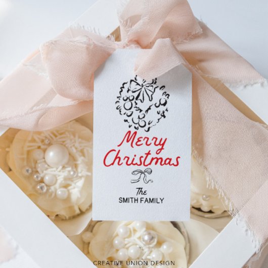 Met de hand getekend Kerstmis gepersonaliseerd cad Cadeaulabel