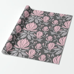 Met de hand getekend naadloos patroon met magnoliu cadeaupapier