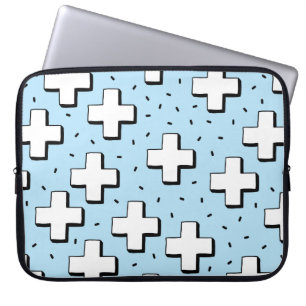 met de hand getekend naadloos patroon met plusteke laptop sleeve