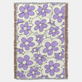Met de hand getekend paars en crèmekleurig bloemen deken (Voorkant Verticaal)