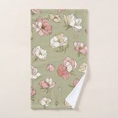 met de hand getekend pioenpatroon bad handdoek (Handdoek)