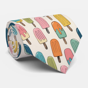 Met de hand getekend Popsicle-doodlepatroon Stropdas