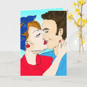 Met de hand getekend Retro Art Koppel Kaart (Gele Bloem)