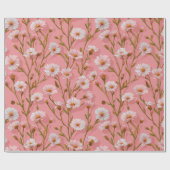 Met de Hand Getekend Roze Madeliefje Witte Bloemmo Cadeaupapier (Vlak)