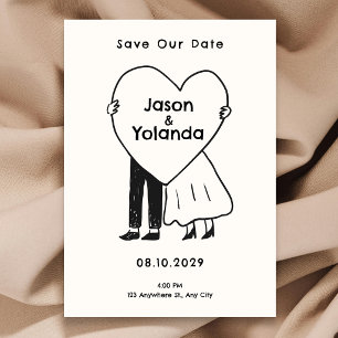 Met de hand getekend schattig stel save the date