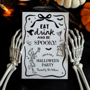 Met de hand getekend skelet griezelige Halloween Kaart