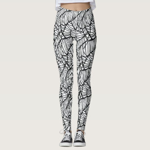 Met de Hand Getekend Spinnenweb Halloween Patroon Leggings