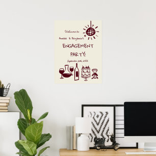 Met de hand getekend trouwfeest bruiloft welkom bo poster