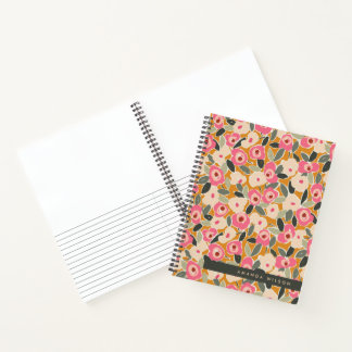 Met de hand getekend, vet, inktig bloempatroon - Z Notitieboek