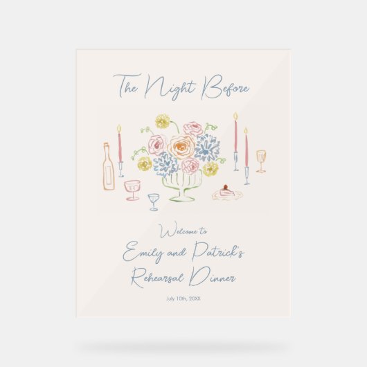 Met de hand getekend Whimsisch Oefenavondmaal Welk Acryl Bord (Voorkant)