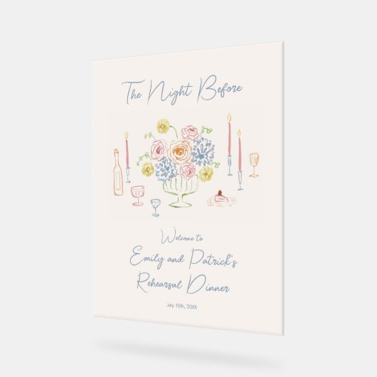 Met de hand getekend Whimsisch Oefenavondmaal Welk Acryl Bord (Hoek)