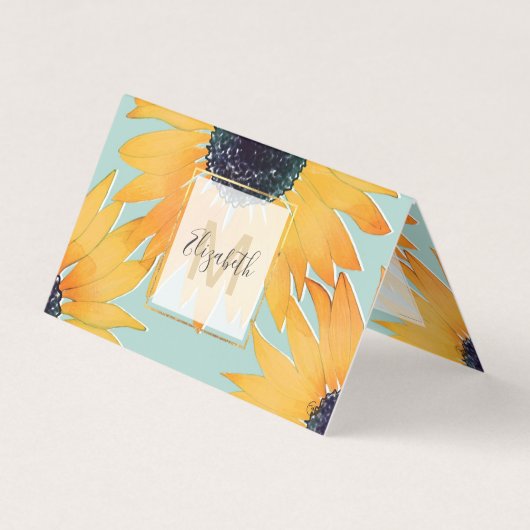  met de hand getekend Yellow Sunflower Pattern Visitekaartjes (Voorkant)