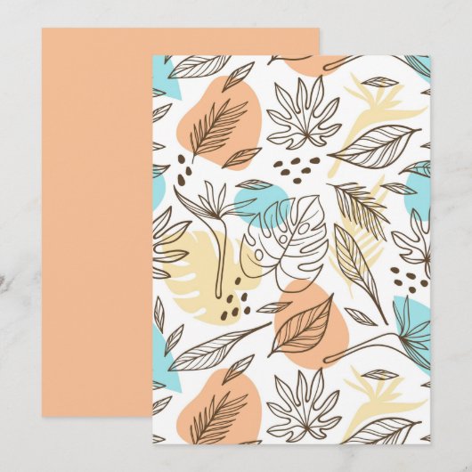 Met de hand getekend zomertropisch patroon kaart (Voorkant / Achterkant)