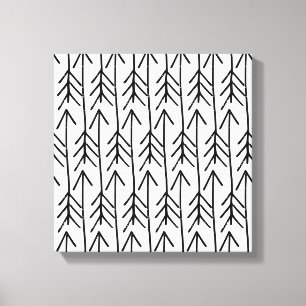 Met de hand getekend zwart wit geometrisch Chevron Canvas Afdruk