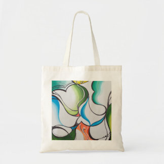 met de hand getekende abstracte canvas tas