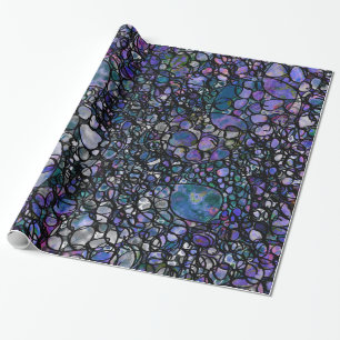 Met de hand getekende abstracte cirkels, blauw, pa cadeaupapier