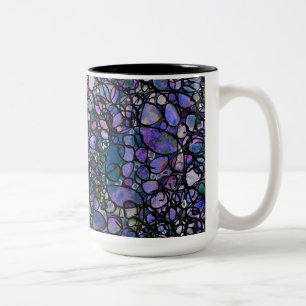 Met de Hand Getekende Abstracte Cirkels, Blauwe, P Tweekleurige Koffiemok