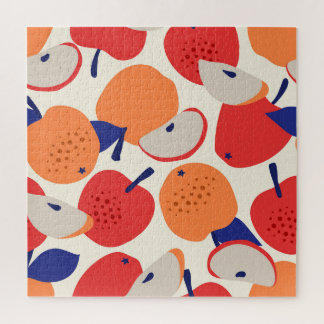 Met de hand getekende appels: trendy  naadloos. legpuzzel