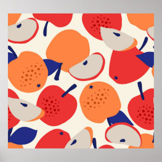 Met de hand getekende appels: trendy naadloos. poster