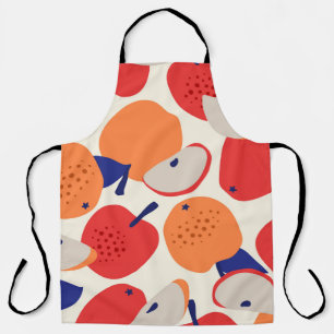 Met de hand getekende appels: trendy naadloos. schort