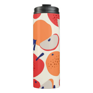 Met de hand getekende appels: trendy naadloos. thermosbeker