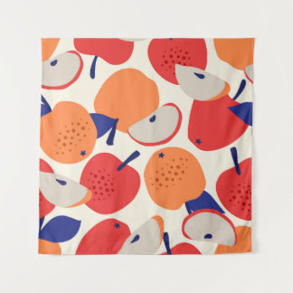 Met de hand getekende appels: trendy  naadloos. wandkleed