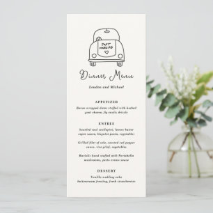 Met de Hand Getekende Auto Doodle Moderne Trouwdag Menu