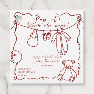 Met de hand getekende babykleren baby shower Pop h Bedankjes Labels