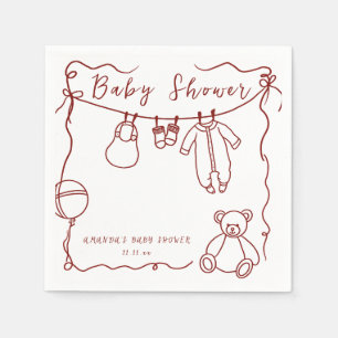 Met de hand getekende babykleren baby shower  servet