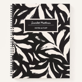 Met de hand getekende bladeren achter naadloze een notitieboek