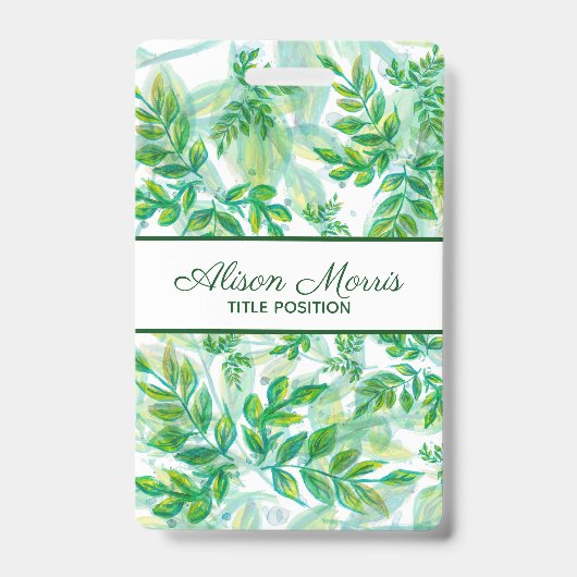 Met de hand getekende bladeren badge (Front)