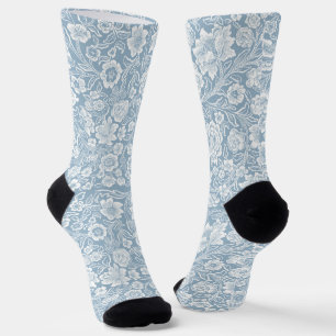 Met de hand getekende bloemen, blauw grijs wit bot sokken