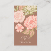 Met de hand getekende bloemen en bladeren Elegante Visitekaartje (Voorkant)