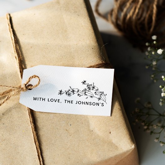 Met de hand getekende bloemen met liefde familiena 	rubberstempel