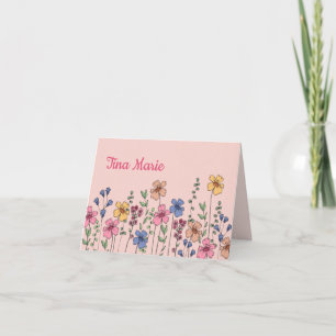 Met de hand getekende bloemen Persoonlijke Notitie Bedankkaart