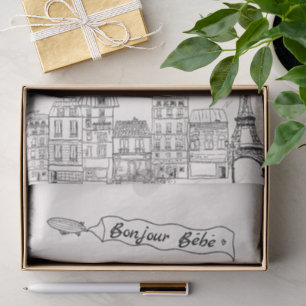 Met de hand getekende Bonjour Franse baby shower b Tissuepapier