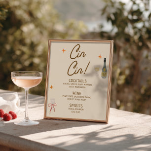 Met de hand getekende boog bruiloft Cin Cin-dranke Poster