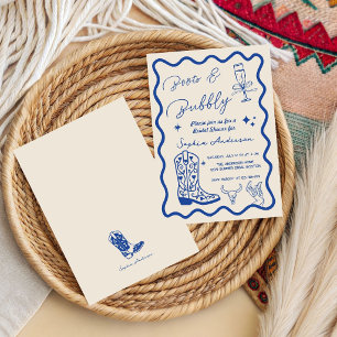 Met de hand getekende 'Boots Bubbly' Rustic Bruilo Kaart