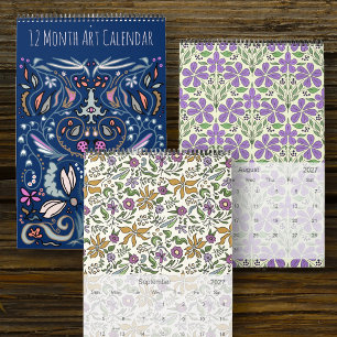 Met de Hand Getekende Botanische en Abstracte Kuns Kalender