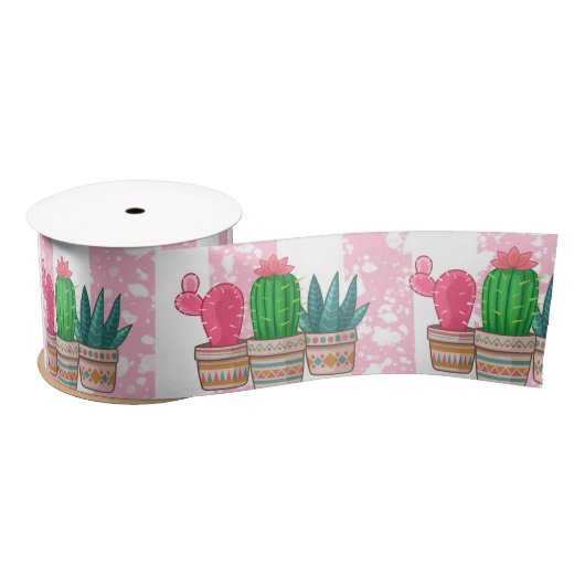 met de hand getekende cactus met strepen achtergro lint (Spoel)