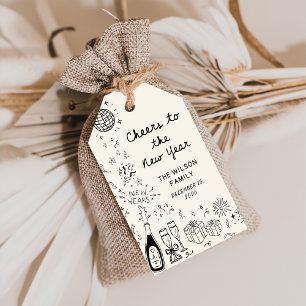 Met de hand getekende cadeautag voor een oud-en-ni cadeaulabel