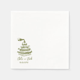 Met de hand getekende champagne-toren glas bruilof servet