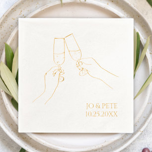 Met de hand getekende "Cheers" Champagne Persoonli Folie Servetten