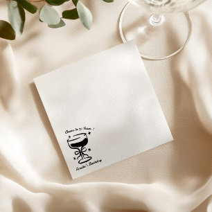 Met de Hand Getekende Cheers Doodle Cocktail Verja Servet